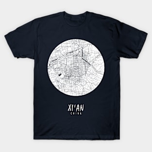 Xian, Shaanxi, China City Map - Full Moon T-Shirt